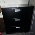 Hon 36" Black 3 Drawer Lateral File Cabinet, Locking